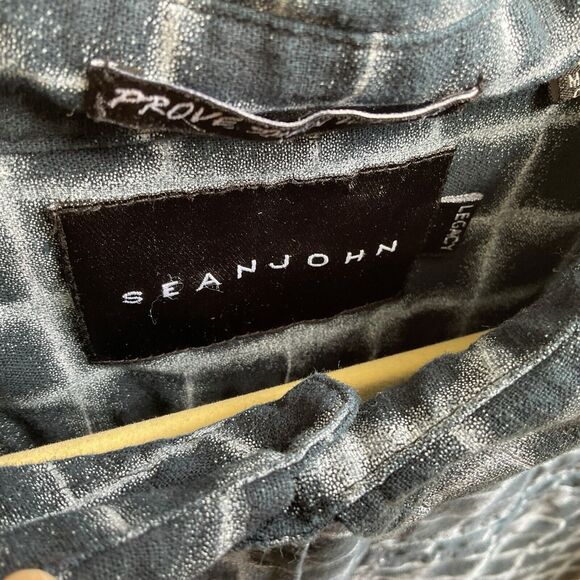 SEAN JOHN LEGACY Men’s 4XL Blue Check Button Up Collared Shirt Prove Them Wrong - Picture 9 of 16